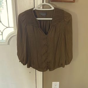 Tan/gold subtle snake print button down top by Anthropologie